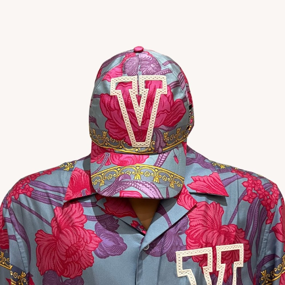 Versace Blue, Pattern Print Baseball Cap
